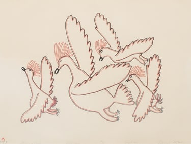 Flurry of Birds, Pitseolak Ashoona Lithograph.