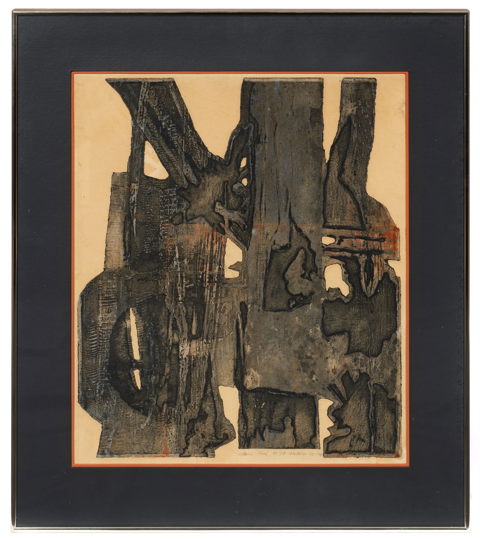 Mid-Century Abstract Etching, M. Henderson. (1 of 5)