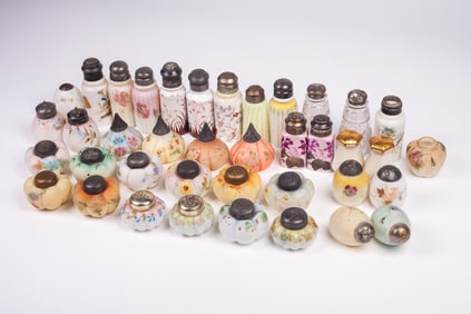 Lot of Mostly Mt. Washington Glass Salt Shakers.