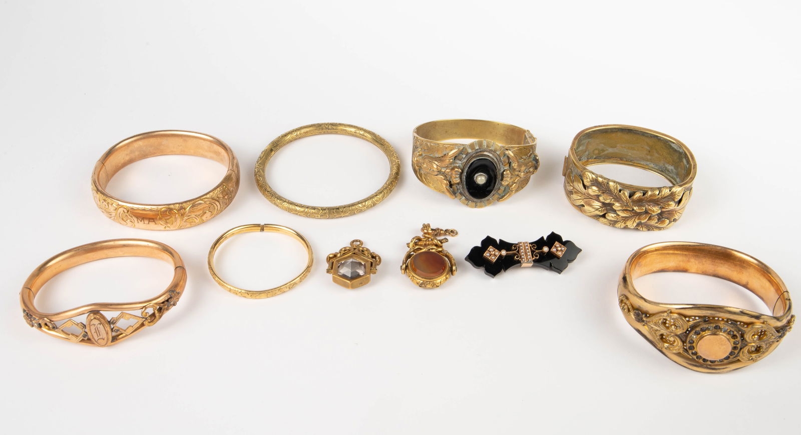 Lot: Victorian Jewelry - Mourning Pin, Fob Pendant (1 of 12)