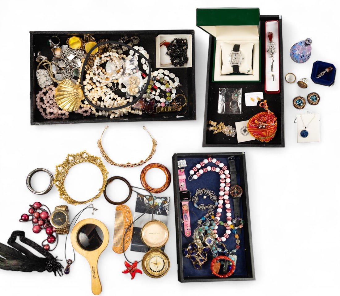 Lot of Costume Jewelry - Sterling, Dior, Amber. (1 of 5)