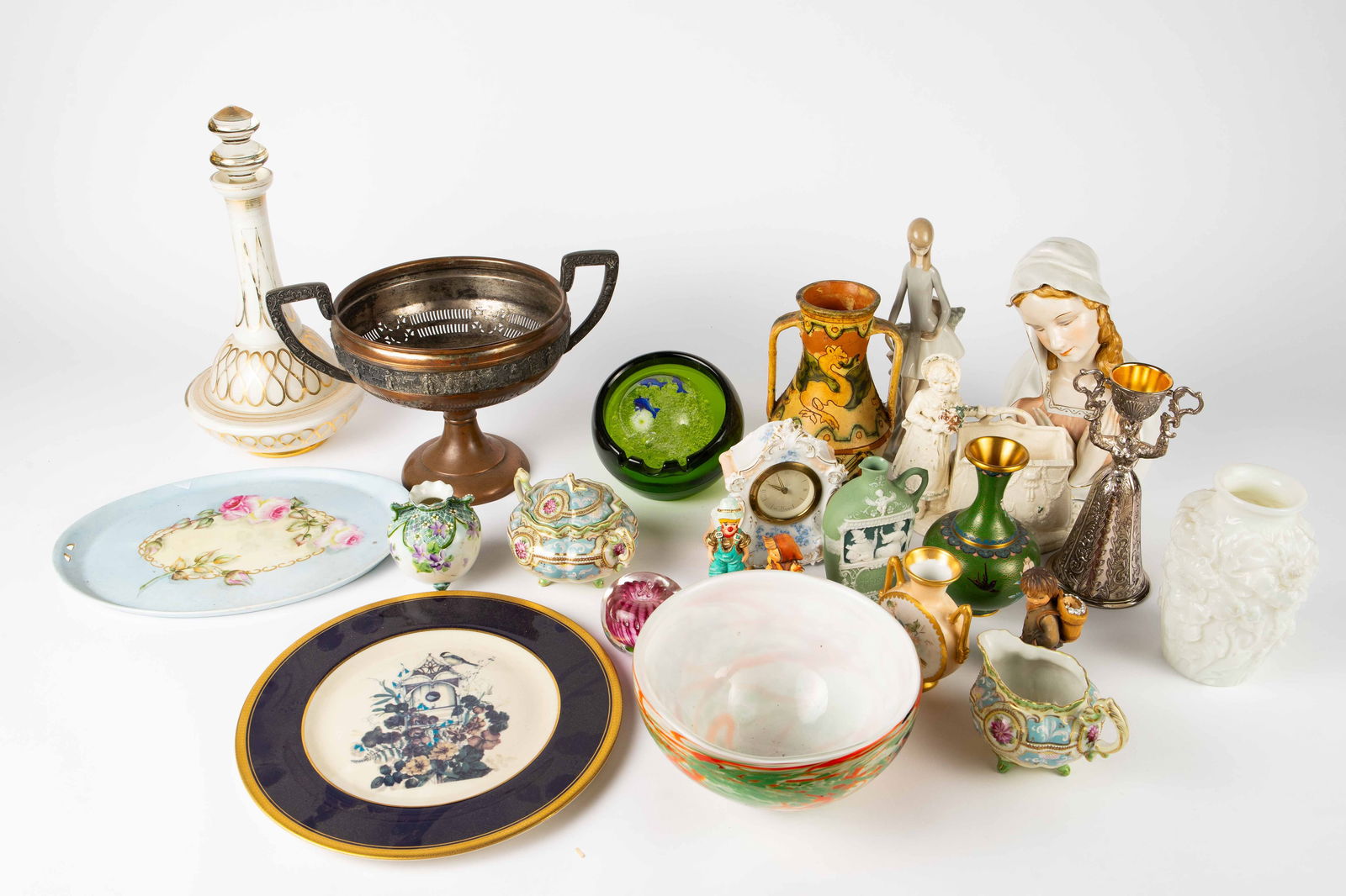 Lot: Viking Glass, Nao Figurine, Madonna Bust, etc (1 of 14)