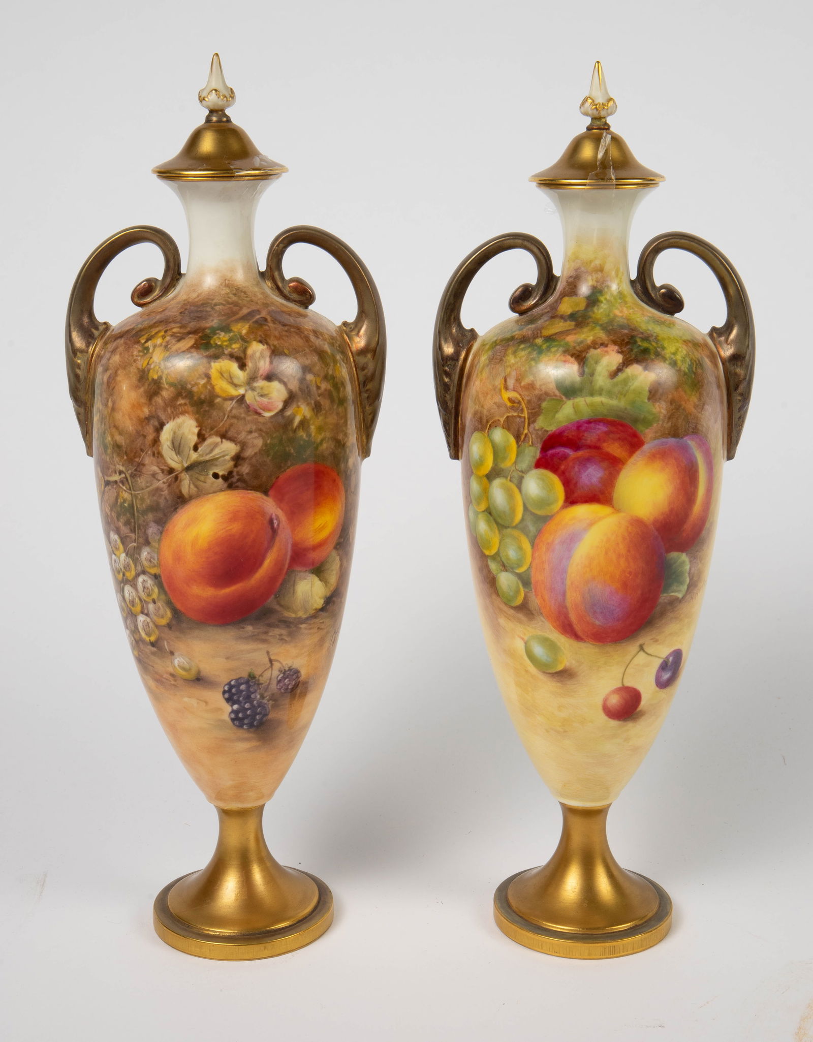 Pair of Royal Worcester Covered Urns w/ Fruit. (1 of 4)