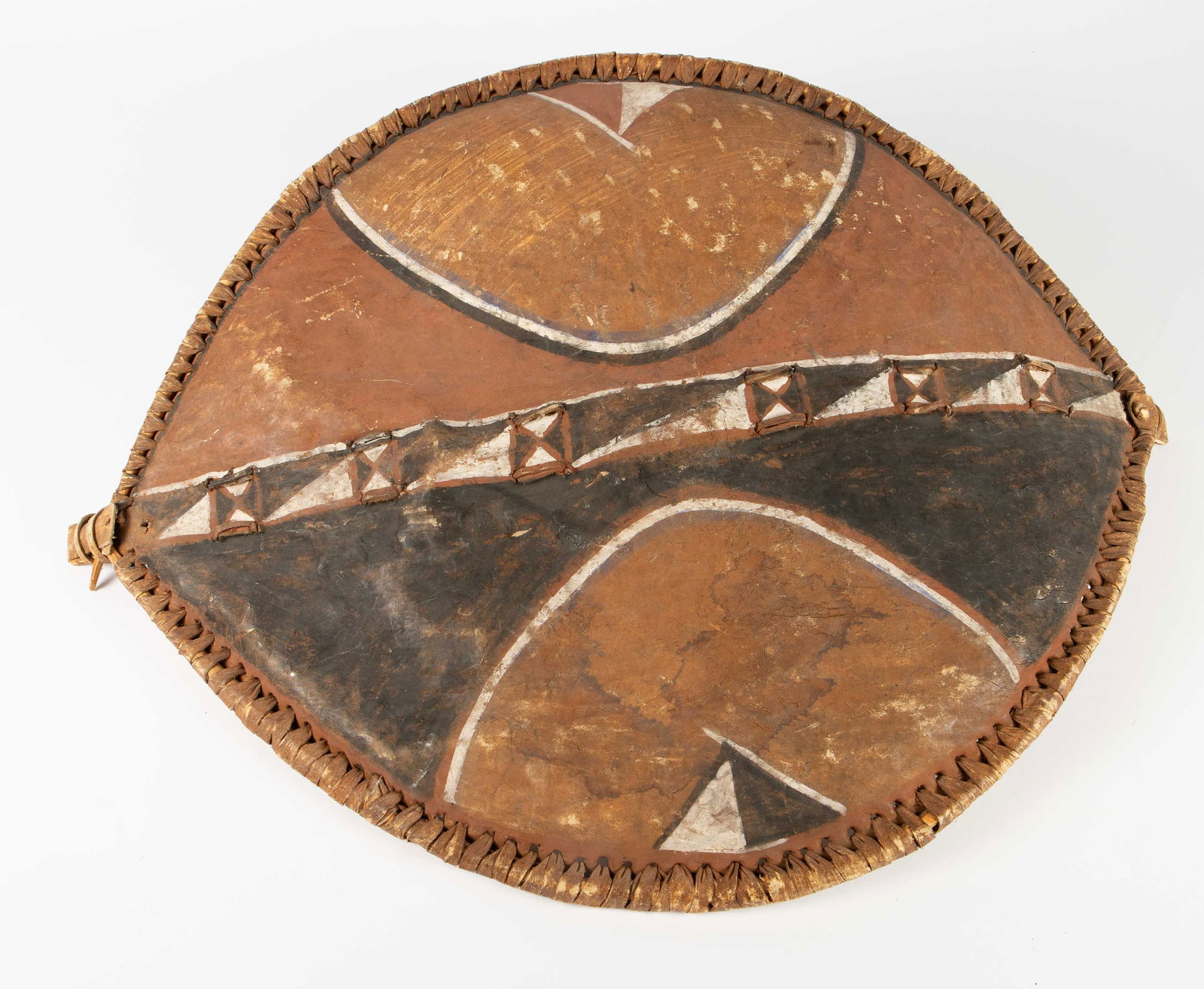 African Masai Warrior Shield w/ Painted Hide. (1 of 8)