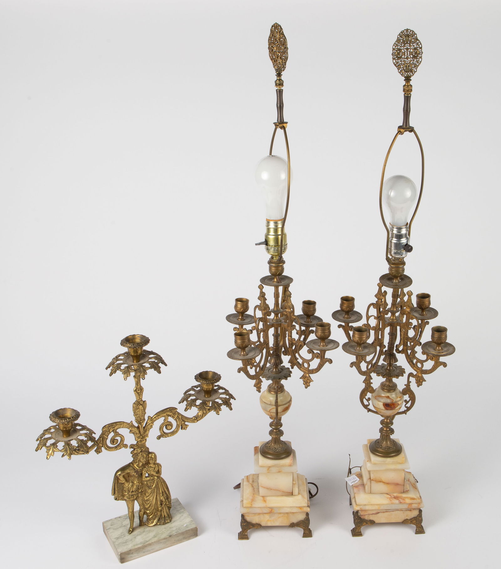 Lot: Pair of Candelabra Lamps, 3-Arm Candelabrum. (1 of 14)
