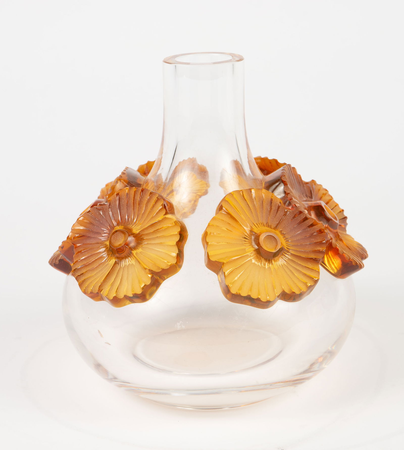 Lalique "Atossa" Vase w/ Amber Colored Flowers. (1 of 5)