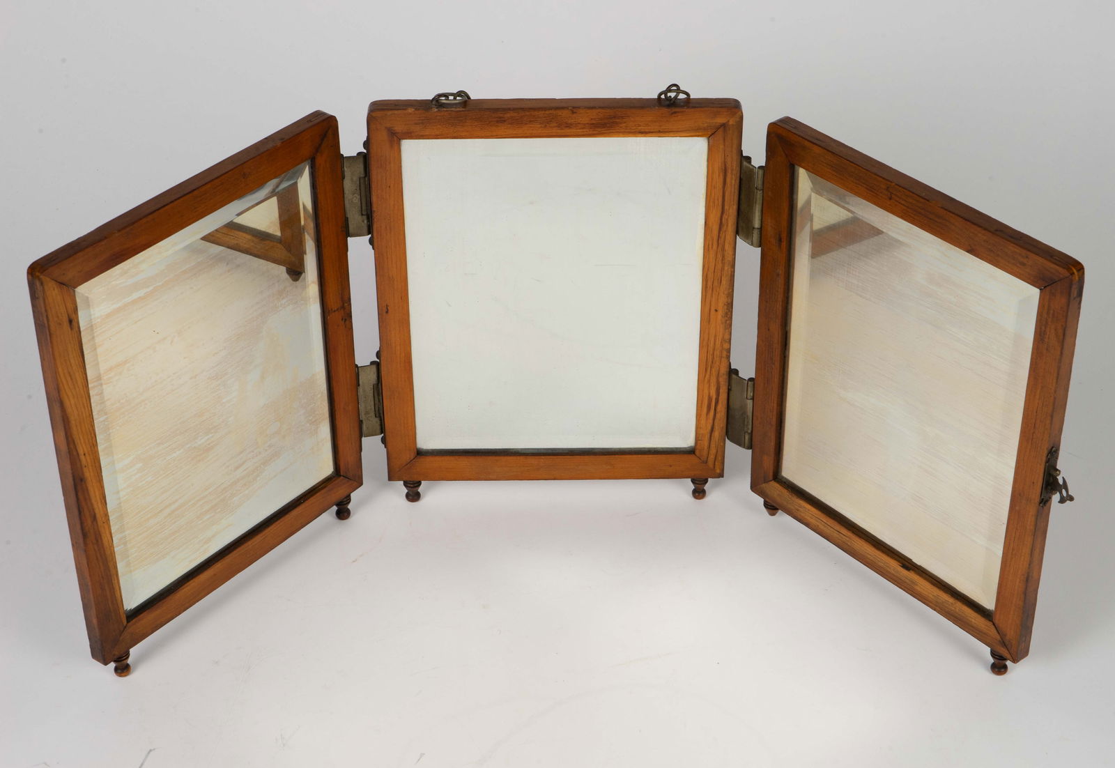 Antique Foldout Shaving Mirror w/ Bevelled Glass. (1 of 6)