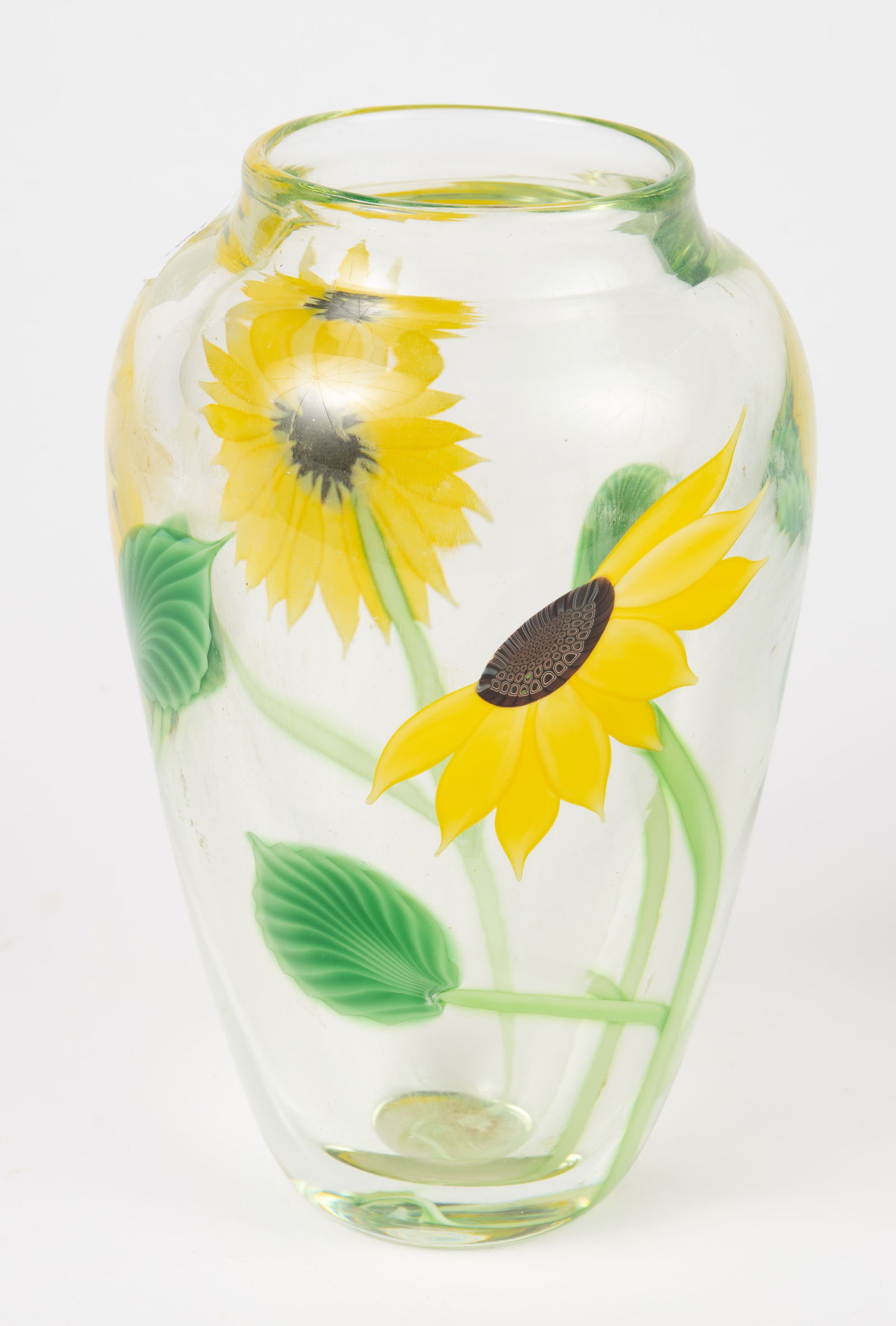 Orient & Flume Glass Vase w/ Sunflower Design. (1 of 5)