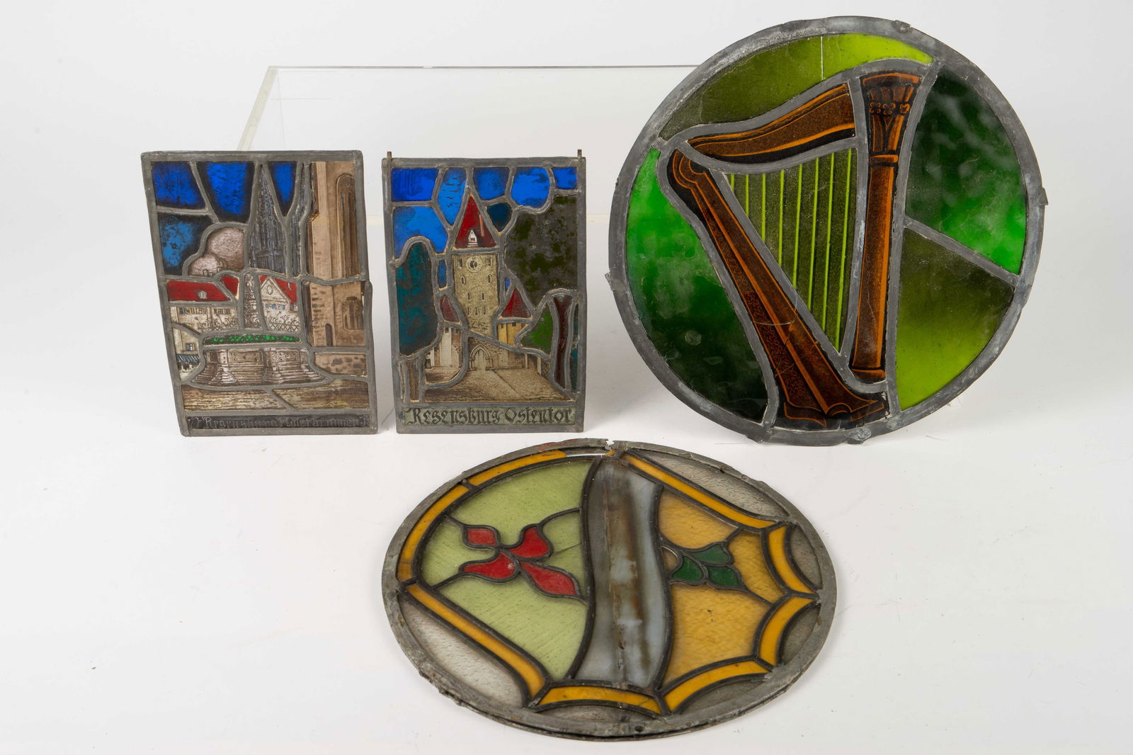 Lot of 4 Small Stained Glass Windows & Panels. (1 of 8)