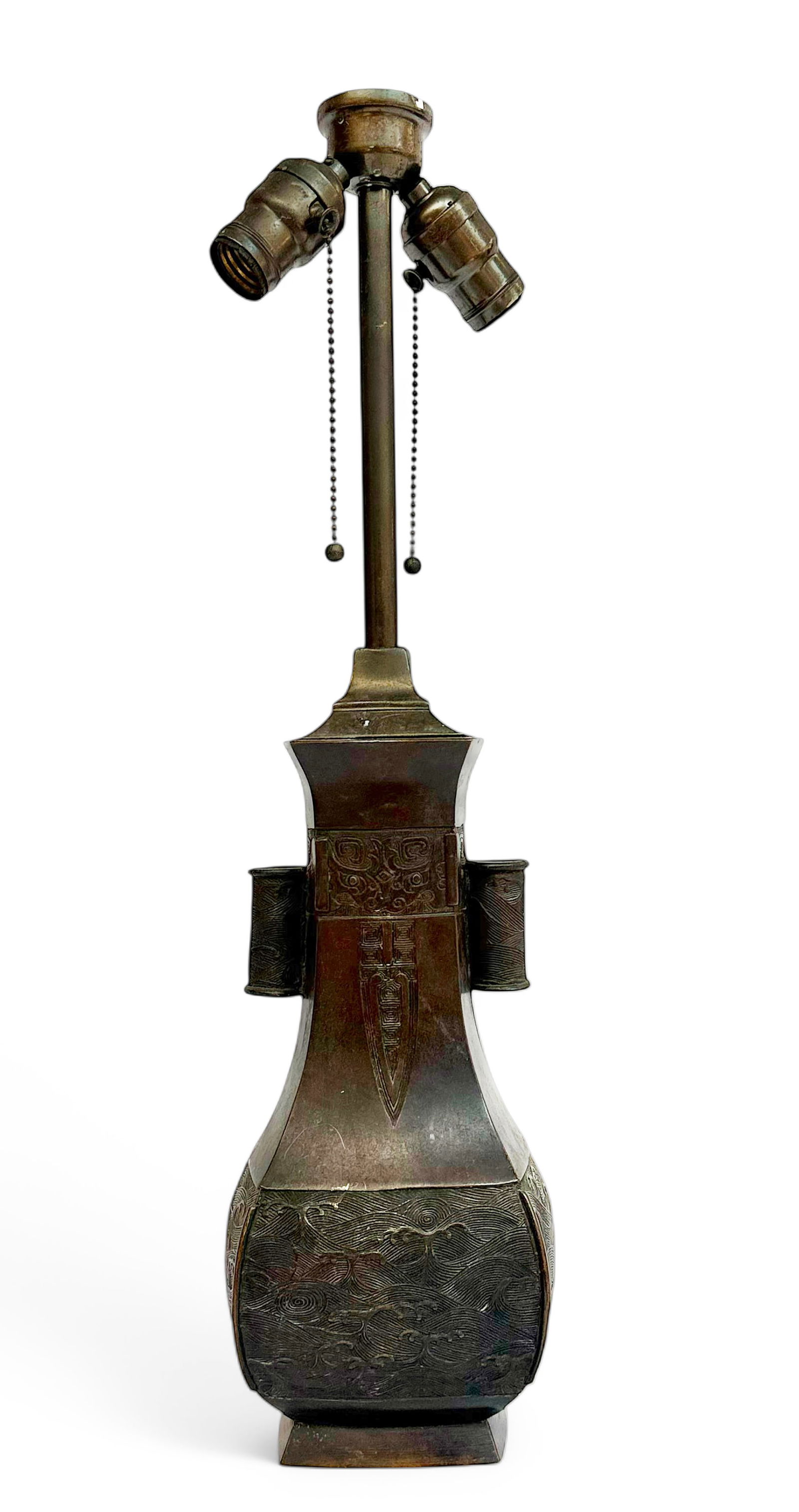 Old Chinese Archaistic Bronze Arrow Vase Lamp. (1 of 6)