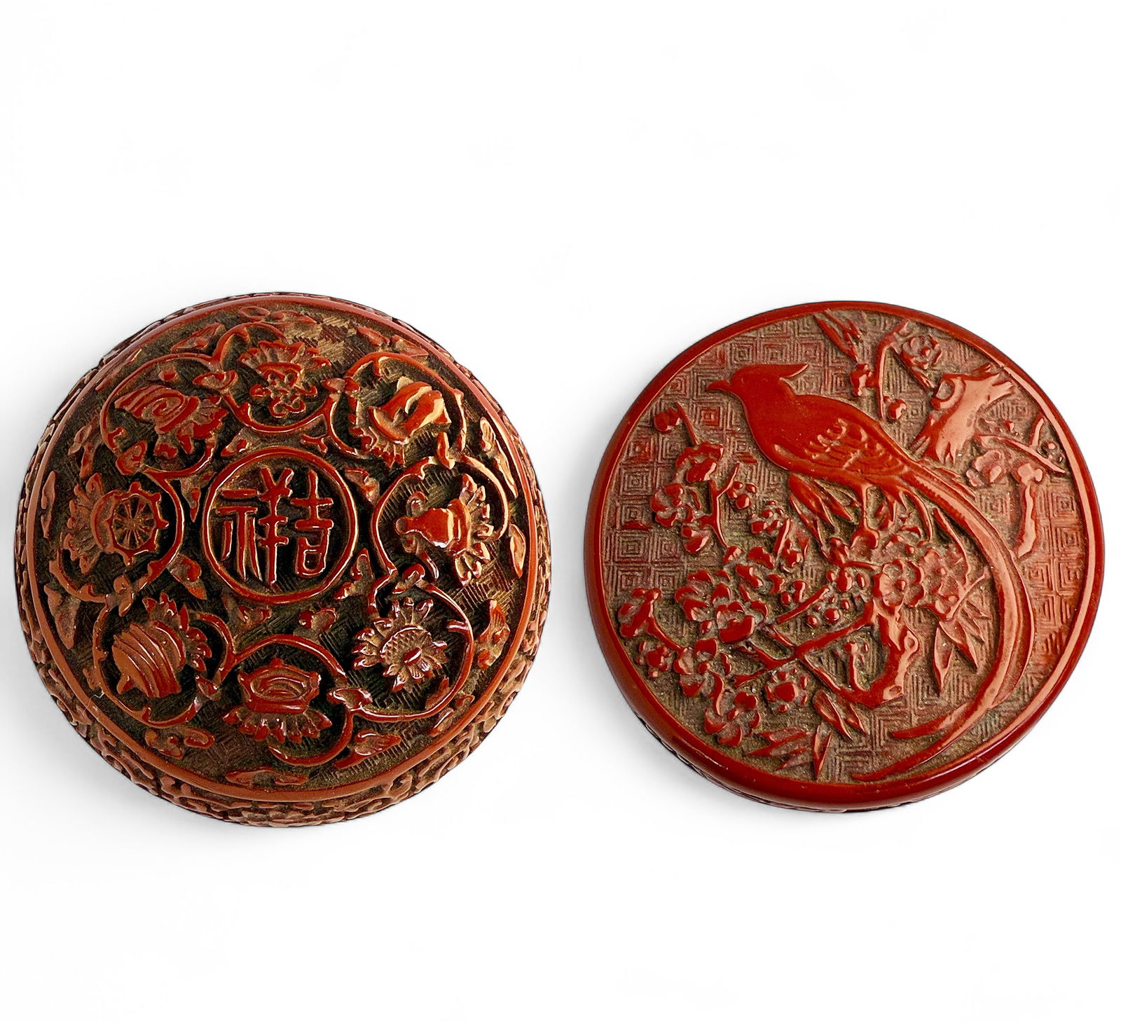 Two Chinese Jade Carvings in Cinnebar Boxes. (1 of 15)