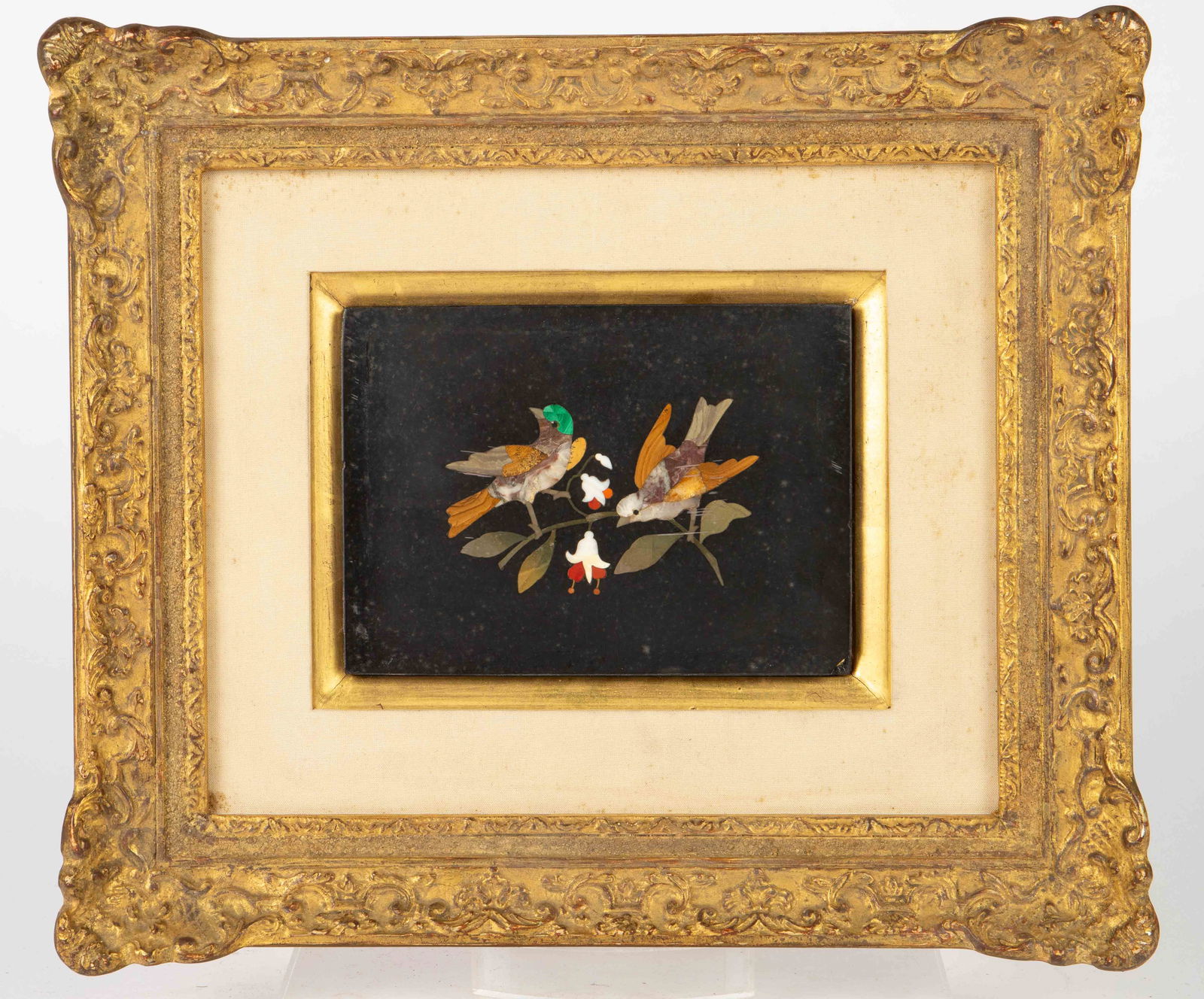 Pietra Dura Stone Inlay Bird Plaque & Gilded Frame (1 of 6)