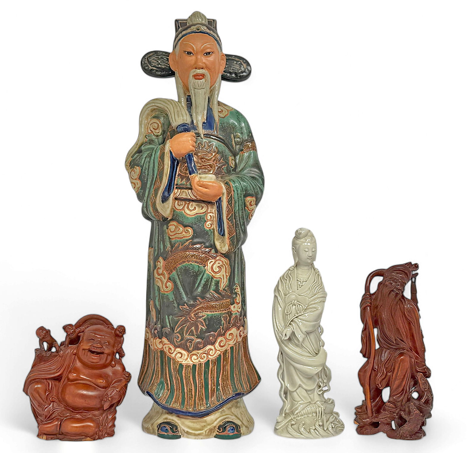 Lot: Chinese Porcelain & Wood Figurines. (1 of 9)