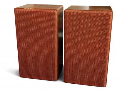 Pair of Vintage Braun Speakers - Model No. L710.: The rear speakers measure 22" x 12 1/4" x 10". One of them has a sticker on the back bottom corner, with the brand and model number: L 710. They are in working condition. There is a large chip on the