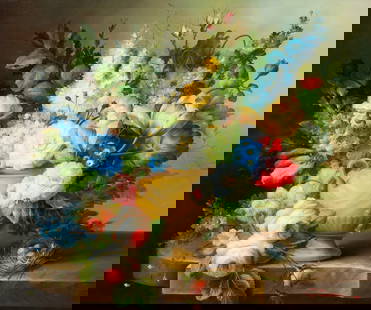 Contemporary Still Life Painting, Signed "Diane".: Artist(s): Unknown. Medium: Oil on canvas. Signature(s): "Diane", lower right. Paperwork: N/A Condition: There is a piece of tape adhered to the canvas, lower left, though it seems to be an accident r