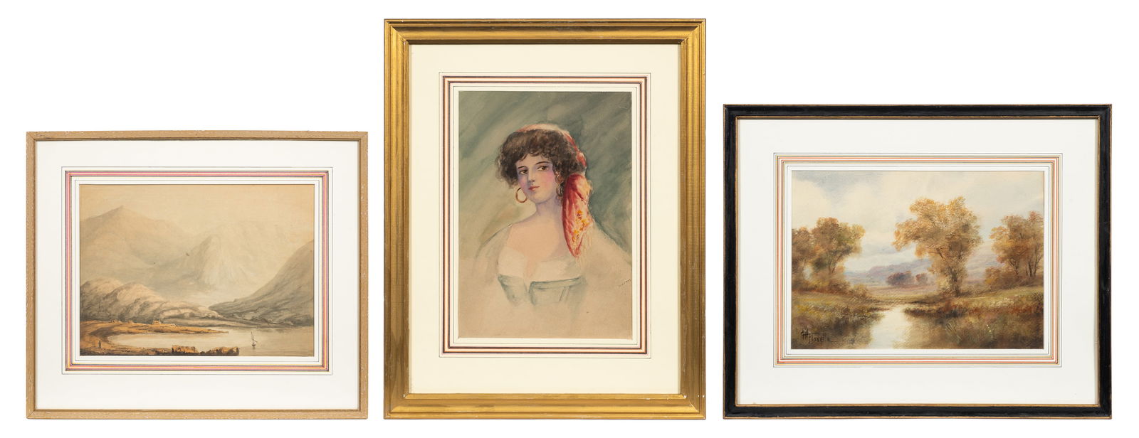 Three Antique Watercolors - Flavelle, Casey, etc. (1 of 15)