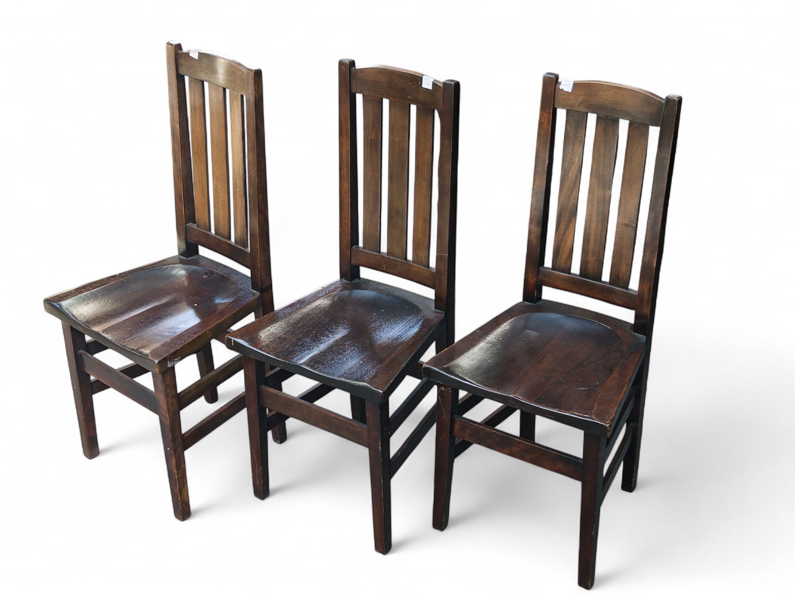 Three Stained Oak Side Chairs. (1 of 6)