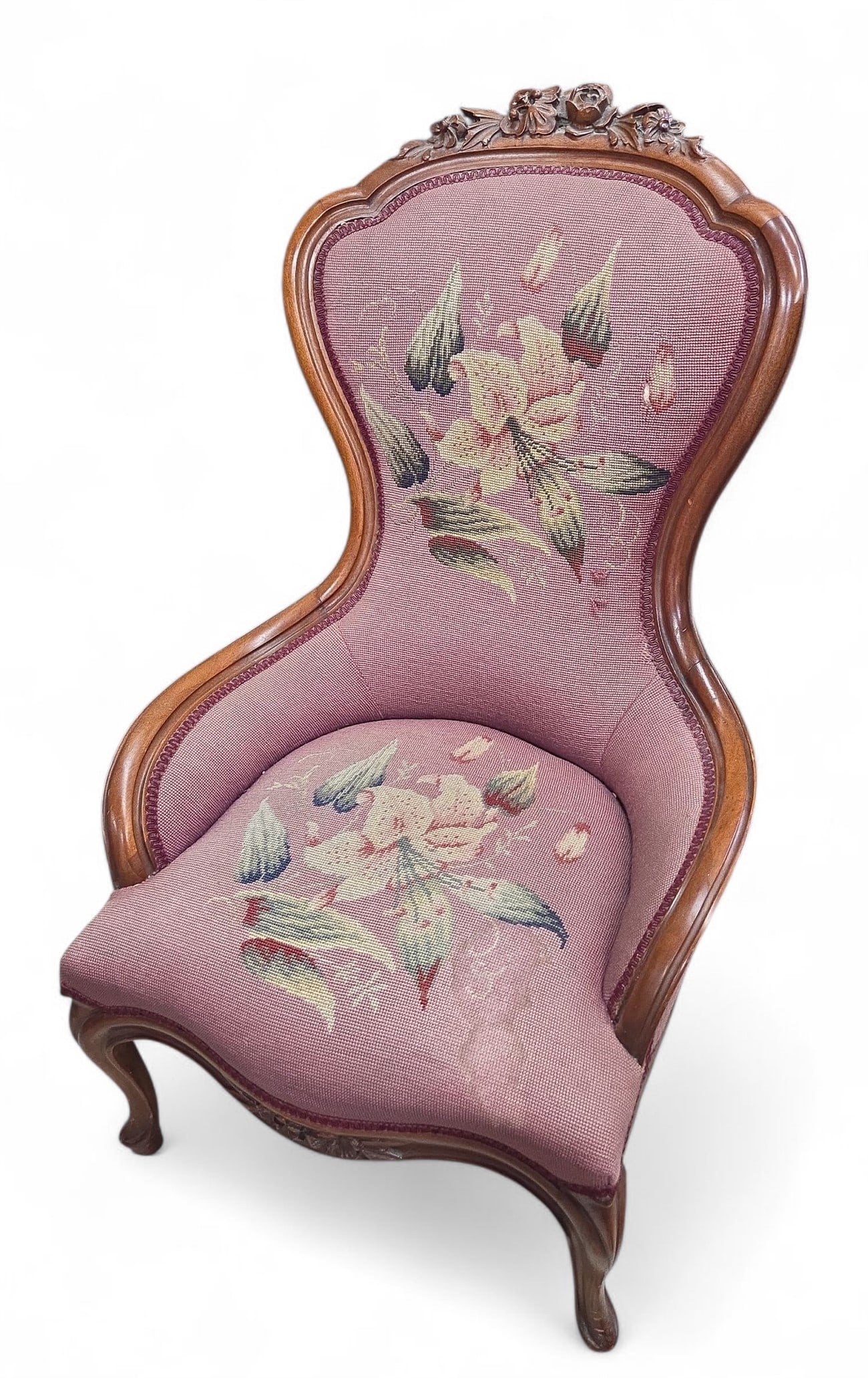 Antique Carved Needlepoint Chair. (1 of 2)