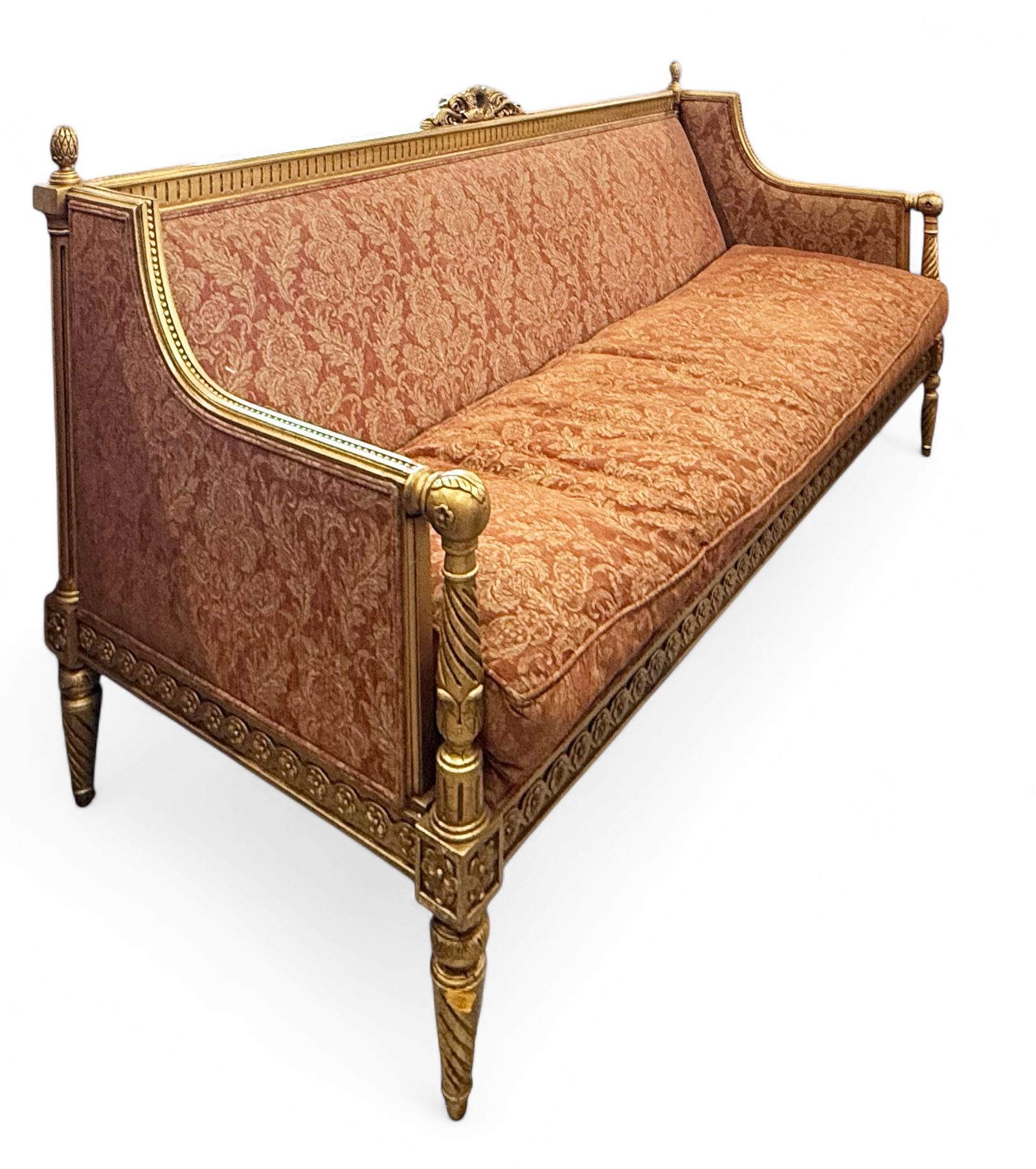 Henredon Gilt Wood Duck Feather Upholstered Sofa. (1 of 4)