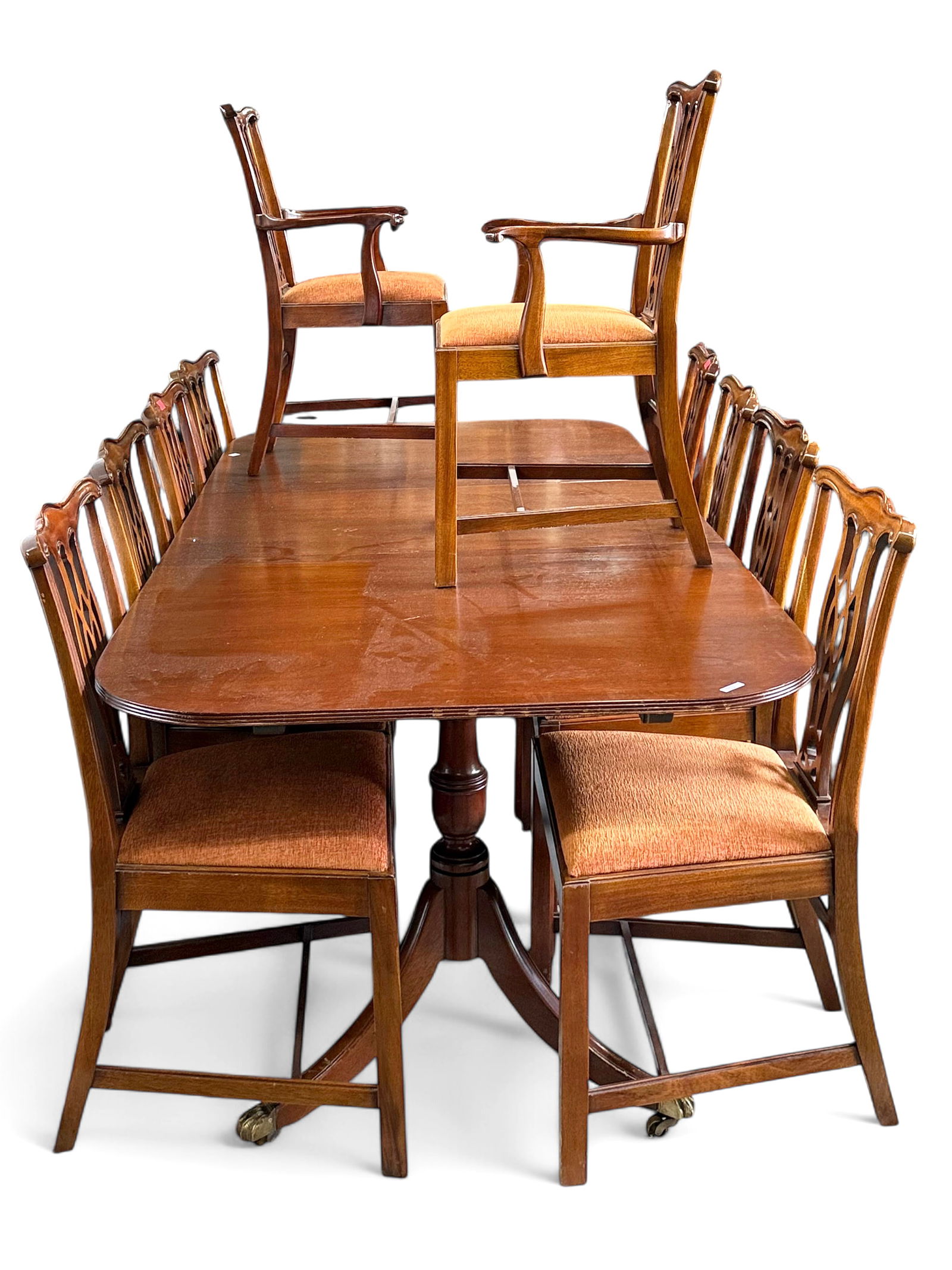 Duncan Phyfe Double Pedestal Table with Chairs. (1 of 3)