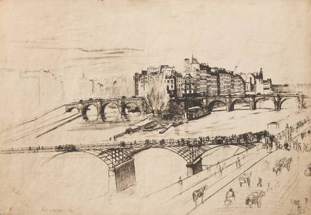 Etching of Cityscape, After James Whistler.: Artist(s): After James Abbott McNeill Whistler (American, 1834-1903). Medium: Etching on paper. Signature(s): In-print, lower left. Paperwork: N/A Condition: The sheet has been trimmed. 1" tear upper