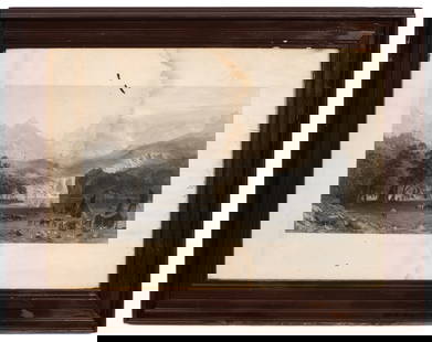 Lg. Engraving, "The Rocky Mountains", Bierstadt.: Artist(s): Engraving by James David Smillie (American, 1833-1909), after a painting by Albert Bierstadt (German, 1830-1902). Medium: Engraving on paper. Signature(s): In-print, lower right. Paperwork: