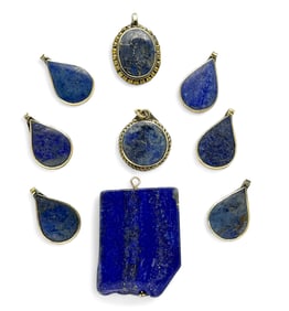 Lot of 9 Lapis Lazuli Pendants.