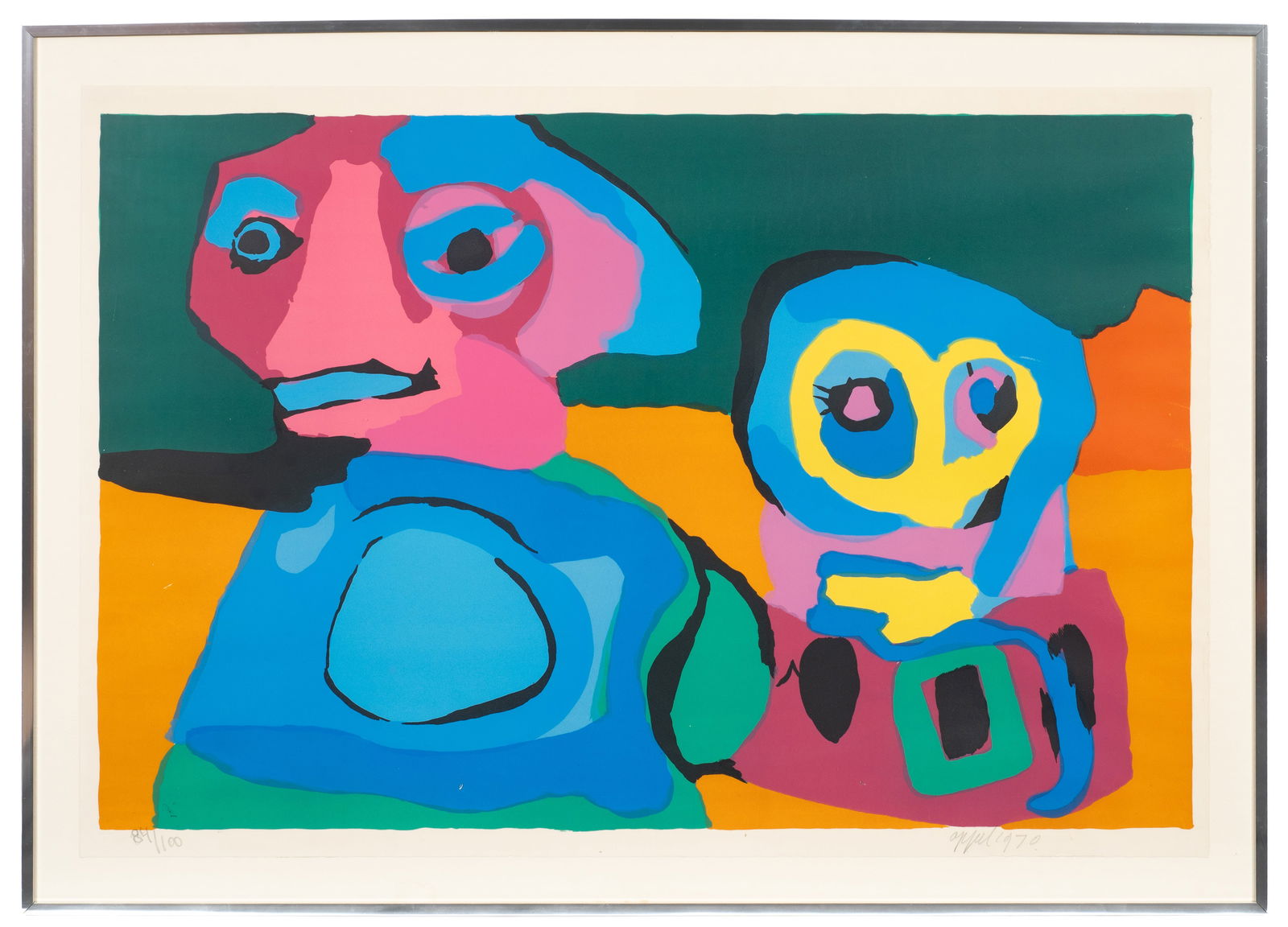 Looking into the Infinite, Karel Appel Lithograph.: Artist(s): Karel Appel (Dutch, 1921-2006). Medium: Lithograph in colors. Signature(s): Pencil signed and numbered (84/100) in its lower margin. Dated from 1970, lower right. Blindstamp, lower left. Pa