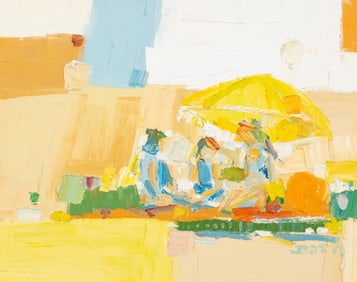 Impressionist Impasto Beach Scene, Italo Botti.