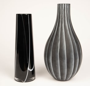 Lot of 2 Art Glass Vases- Orrefors & Kosta Boda.