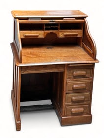 Weber Furniture Co. Small Oak Rolltop Desk.