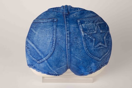 Marc Sijan Ceramic Wall Sculpture, "Blue Jeans".