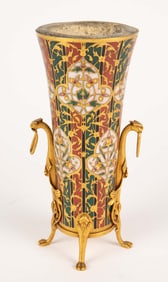 French Champleve Enamel Vase, F. Barbedienne.