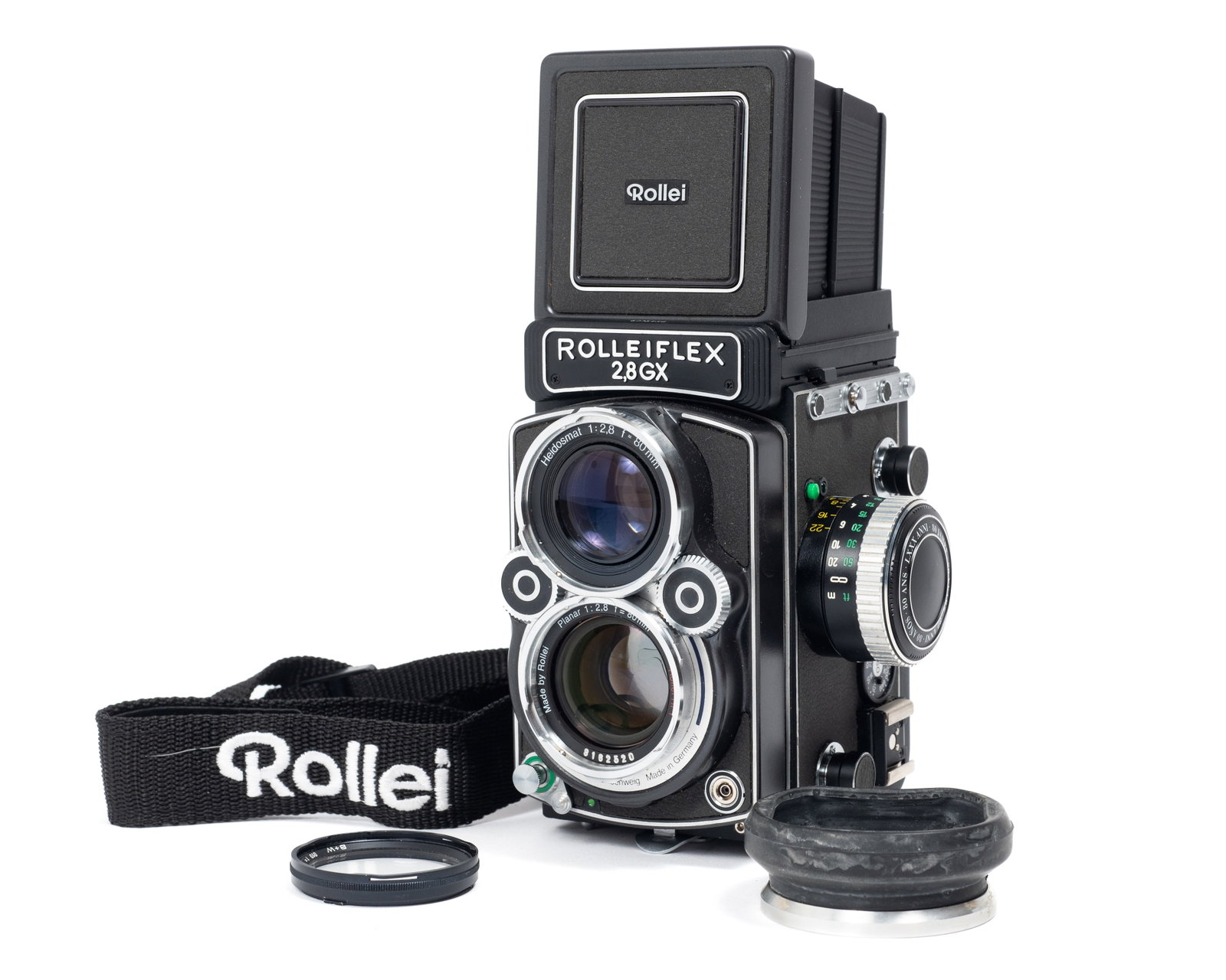 Rolleiflex 2.8GX 80th Anniversary Edition Camera.: The serial number on the camera is 6015930. It is in excellent condition, and appears to be fully functional. The shutter fires on all speeds and sounds accurate. The Planar taking lens and the Heidos