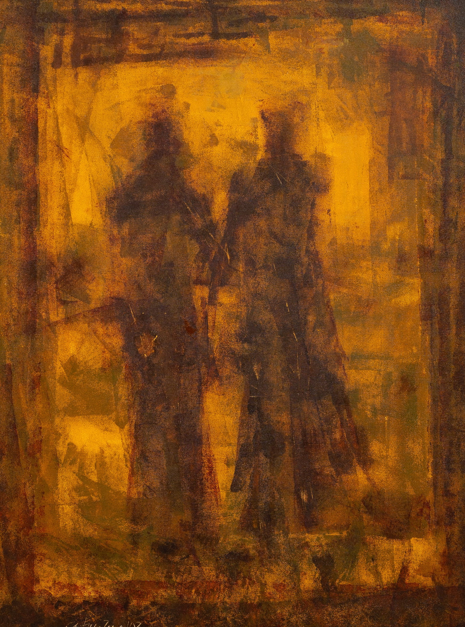 Holding Hands, Painting by Joseph Catanzaro.: Artist(s): Joseph Catanzaro (American, Chicago, IL, Winner of the Chicago ?Artist of the Year? for the Chicago Convention and Tourism Bureau for two consecutive years.) Medium: Acrylic on canvas. Sign