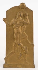 Cast Iron Art Deco Relief Plaque of Soccer Players