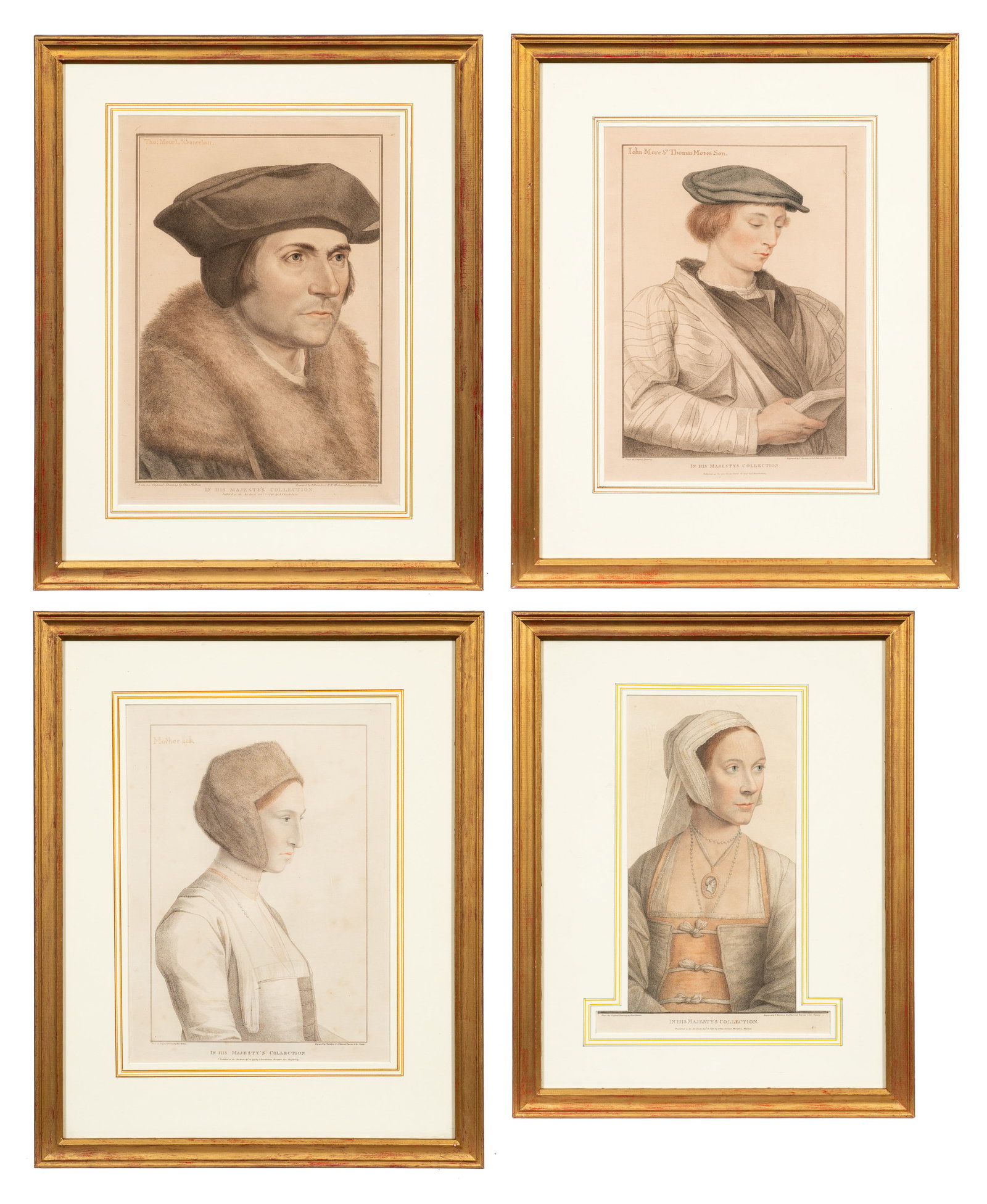 Four Engravings around Henry VIII, Bartolozzi.: This lot contains four engravings of images from "Imitations of Original Drawings by Hans Holbein in the Collection of His Majesty of Illustrious Persons of the Court of Henry VIII", Mother Iak, Mary 