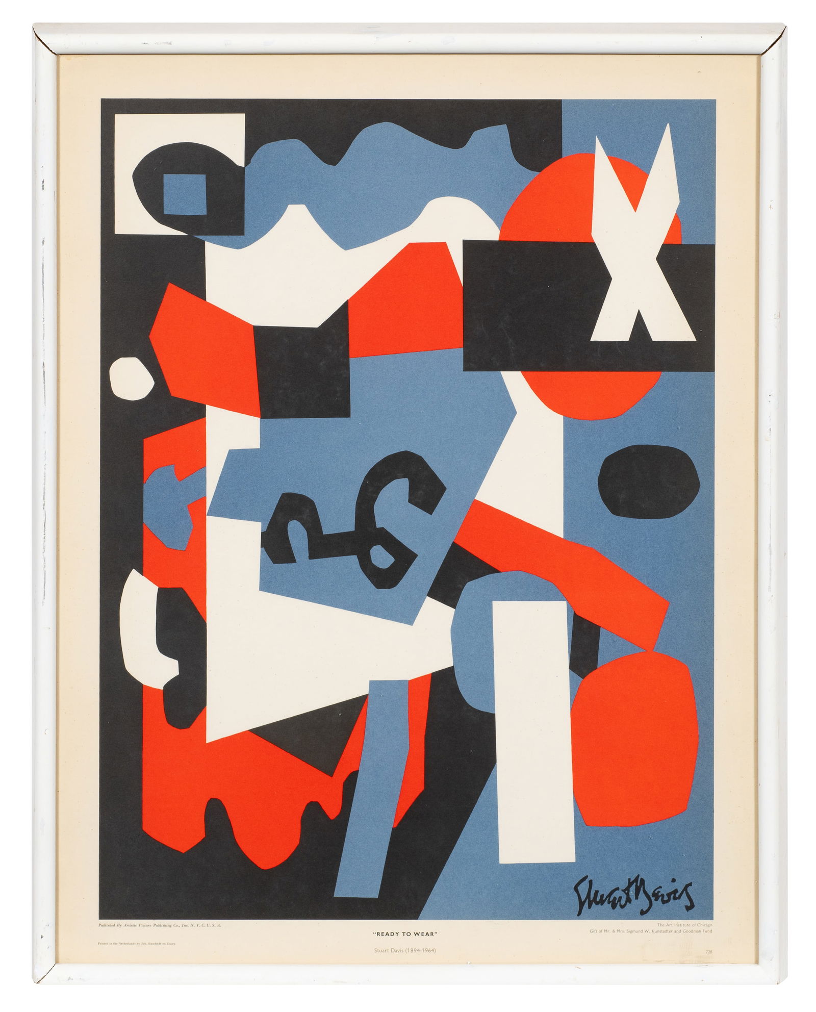 Ready to Wear, Exhibition Poster, Stuart Davis.: Artist(s): After Stuart Davis (American, 1894-1964). Medium: Lithographic poster from The Art Institute of Chicago. Signature(s): N/A Paperwork: N/A Condition: Fogginess to the black ink, as well as f