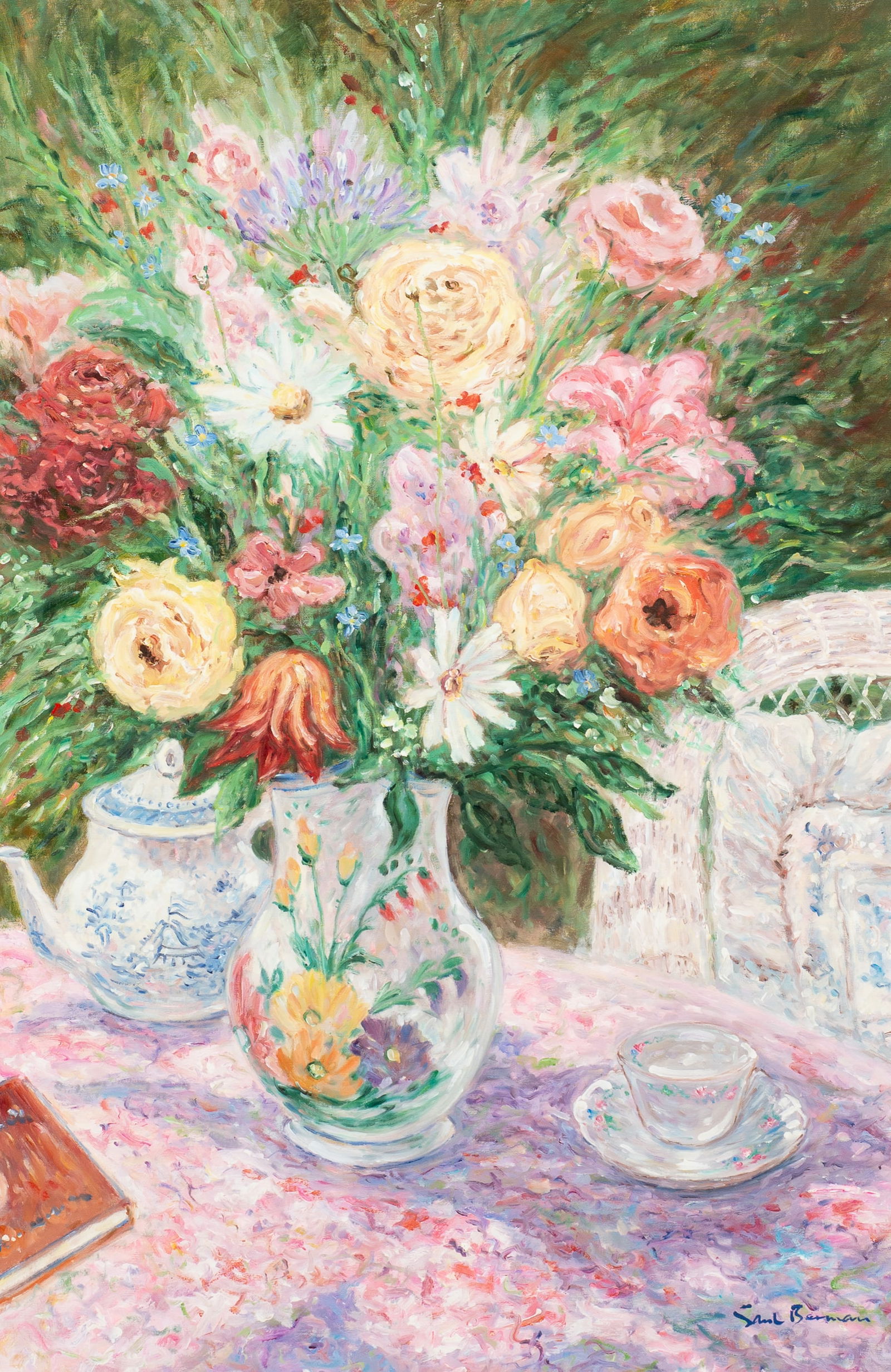 Large Impressionist Still Life, Sgd. Saul Berman.: Artist(s): Saul Berman (20th Century). Medium: Oil on canvas board. Signature(s): Lower right. Paperwork: N/A Condition: No visible damage to the work. Wear to the frame's corners. Measurement(s): 35