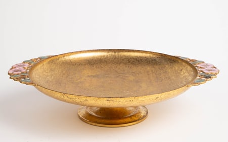 Tiffany Furnaces Dore Bronze Enameled Center Bowl.