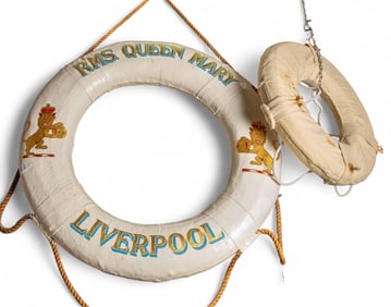 Lot of 2 Life Rings, inc. RMS. Queen Mary.