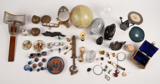 Misc. Lot: Stones, Brass, Miniatures, & More.