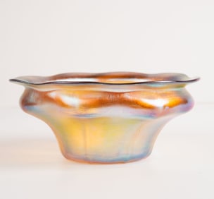 L.C.T. Tiffany Favrile Art Glass Bowl w/ Wavy Rim.
