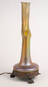 Loetz ? Glass Tree Lamp w/ Tiffany ? Pawfoot Base.
