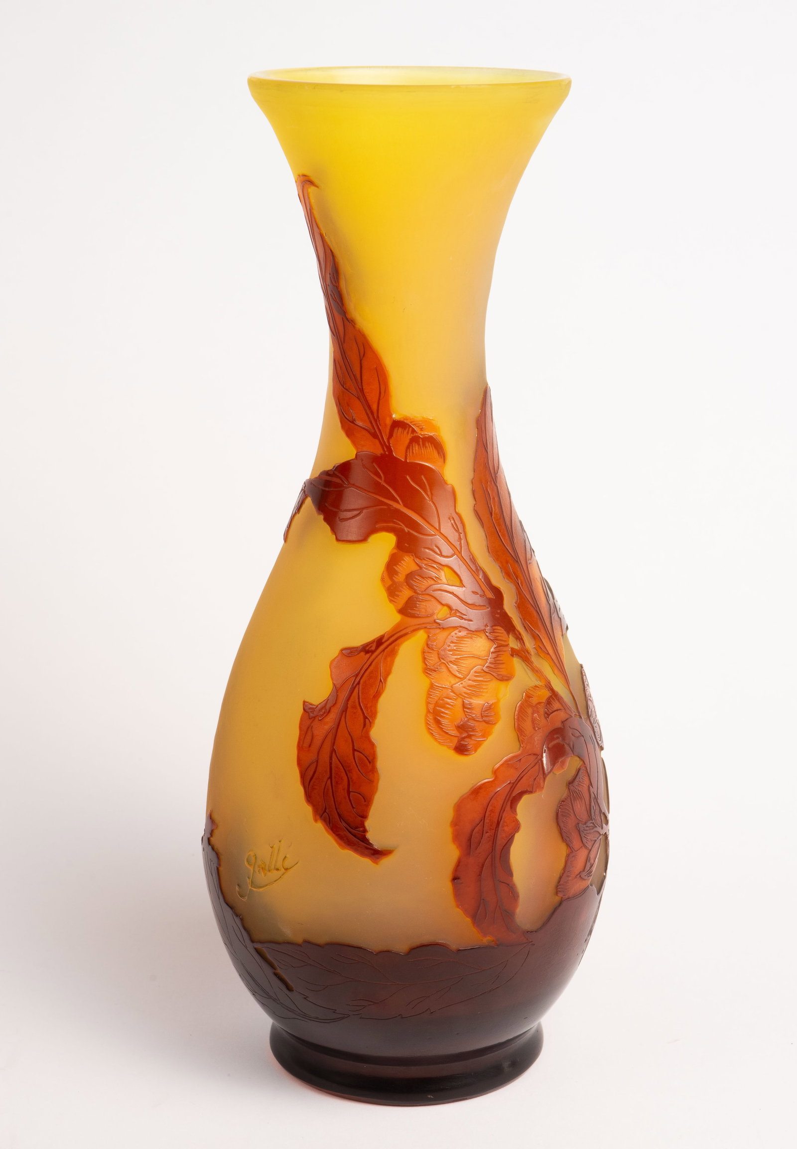 Cameo Glass Vase with Amber Flowers - Galle ? (1 of 7)