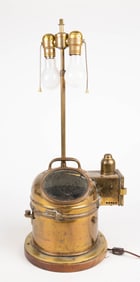 Brass Ship Gimballed Compass, Converted to a Lamp.