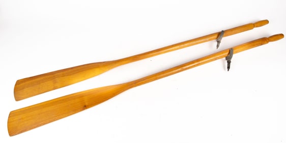 Pr. of 5 ft. Long Golden Finish Wood Rowboat Oars.