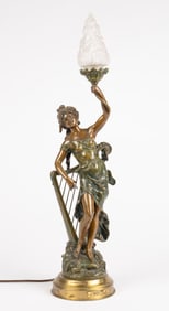 French Figural Lamp after Moreau, "Inspiration".