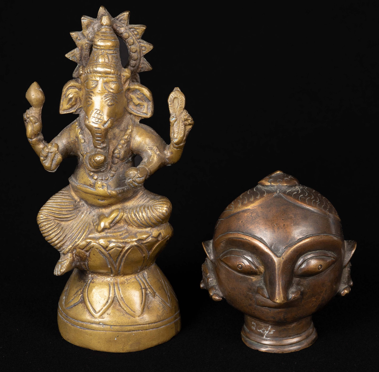 2 Hindu Bronze Figures: Parvati & Lord Ganesha. (1 of 3)