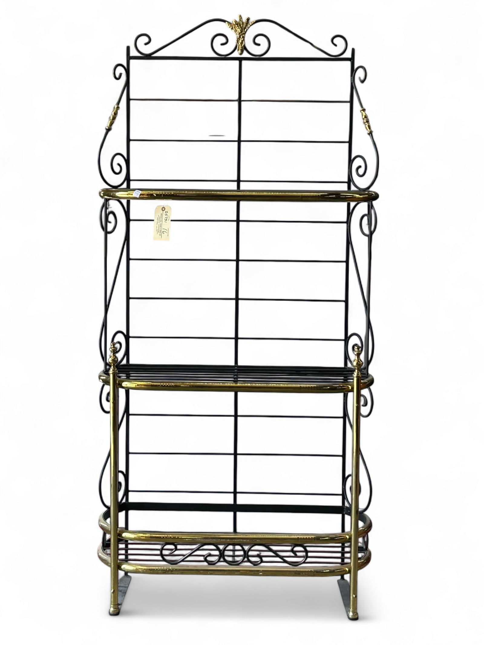 Brass Tone & Wrought Iron Baker's Rack. (1 of 10)